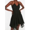 Fashion Style Regular V Neck Mini Length A-Line Strap Woven Chiffon Short Elegant Evening Dress