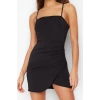 Fashion Style Fitted Square Neck Mini Length Bodycon Corset Detailed Knitted Short Elegant Evening Dress