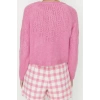 Womens Modern Style Regular Crew Neck Crop Knitwear Cardigan