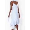 Fashion Style Fitted V Neck Midi Length A-Line Ruffle Woven Dress