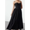 Fashion Style Fitted Sweetheart Neckline Midi Length A-Line Poplin Woven Dress