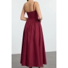Fashion Style Fitted Sweetheart Neckline Midi Length A-Line Poplin Woven Dress