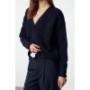 Kadın Modern Tarz Oversize V Yaka Regular Triko Hırka