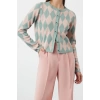 Womens Modern Style Slim Crew Neck Crop Knitwear Cardigan
