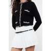 Womens Modern Style Regular Crew Neck Crop Knitwear Cardigan