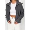 Womens Modern Style Oversize Turn-down Collar Regular Knitwear Cardigan