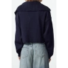 Womens Modern Style Oversize Turn-down Collar Crop Knitwear Cardigan