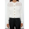 Womens Modern Style Regular Crew Neck Crop Knitwear Cardigan