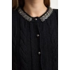 Womens Modern Style Slim Crew Neck Crop Knitwear Cardigan