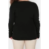 Plus Size Women Modern Style Comfortable Long V Neck Plain Sleeve Regular Knit Blouse