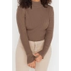 Plus Size Women Modern Style Comfortable Long Half Turtleneck Plain Sleeve Regular Knitwear Sweater