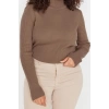 Plus Size Women Modern Style Comfortable Long Half Turtleneck Plain Sleeve Regular Knitwear Sweater