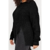 Plus Size Women Modern Style Casual Long Crew Neck Plain Sleeve Long Knitwear Sweater