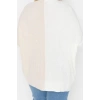 Plus Size Women Modern Style Comfortable Long V Neck Color Block Sleeve Regular Knit Sweater