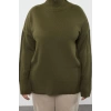 Plus Size Women Modern Style Casual Long Half Turtleneck Plain Sleeve Long Knitwear Sweater