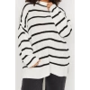 Plus Size Women Modern Style Casual Long Crew Neck Striped Sleeve Long Knitwear Sweater