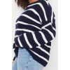 Plus Size Women Modern Style Casual Long Crew Neck Striped Sleeve Long Knitwear Sweater