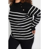 Plus Size Women Modern Style Comfortable Long Crew Neck Striped Sleeve Regular Knit Sweater