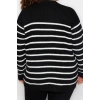 Plus Size Women Modern Style Comfortable Long Crew Neck Striped Sleeve Regular Knit Sweater