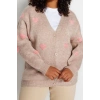Plus Size Women Modern Style Comfortable Long Jacket Collar Heart Sleeve Regular Knitwear Cardigan