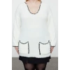 Plus Size Women Modern Style Comfortable Long V Neck Plain Sleeve Long Knitwear Sweater