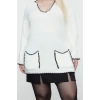 Plus Size Women Modern Style Comfortable Long V Neck Plain Sleeve Long Knitwear Sweater