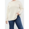 Plus Size Women Modern Style Casual Long Crew Neck Plain Sleeve Long Knitwear Sweater