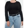 Plus Size Women Modern Style Comfortable Long Crew Neck Plain Sleeve Regular Knitwear Sweater