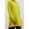 Womens Modern Style Casual Long Crew Neck Plain Sleeve Midi Knit Sweater