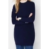 Womens Modern Style Casual Long Crew Neck Plain Sleeve Midi Knit Sweater