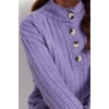 Womens Modern Style Casual Long Button Down Collar Plain Sleeve Regular Knit Sweater