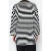 Womens Modern Style Casual Long Crew Neck Striped Sleeve Midi Knit Sweater