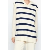 Womens Modern Style Casual Long Polo Neck Striped Sleeve Midi Knit Sweater