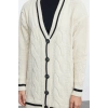 Women Modern Style Casual Long V Neck Hair Knit Sleeve Regular Knitwear Cardigan