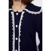 Kadın Modern Tarz Rahat Uzun Bebe Yaka Düz Kol Regular Triko Hırka