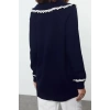 Kadın Modern Tarz Rahat Uzun Bebe Yaka Düz Kol Regular Triko Hırka