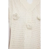 Womens Modern Style Comfortable Long V Neck Openwork Sleeve Regular Knit Sweater
