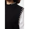 Womens Modern Style Casual Long Crew Neck Colorful Sleeve Long Knitted Sweater