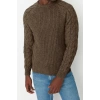 Mens Modern Style Casual Long Crew Neck Knitted Sleeve Regular Knitwear Sweater