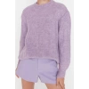 Womens Modern Style Casual Long Crew Neck Textured Sleeve Regular Knit Sweater