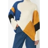 Womens Modern Style Comfortable Long Stand Collar Color Block Sleeve Regular Knitwear Sweater