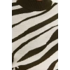 Womens Modern Style Casual Long Stand Collar Zebra Sleeve Crop Knitwear Sweater