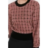 Womens Modern Style Casual Long Crew Neck Textured Sleeve Regular Knit Sweater