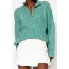 Womens Modern Style Comfortable Long Stand Collar Plain Sleeve Regular Knitwear Sweater