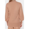 Womens Modern Style Comfortable Long Stand Collar Textured Sleeve Regular Knitwear Sweater