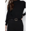 Womens Modern Style Comfortable Long Stand Collar Textured Sleeve Regular Knitwear Sweater