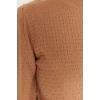 Womens Modern Style Comfortable Long Stand Collar Textured Sleeve Regular Knitwear Sweater
