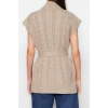 Womens Modern Style Casual Sleeveless Stand Collar Hair Knitted Sleeve Long Knitwear Sweater