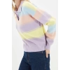 Womens Modern Style Casual Long Polo Neck Color Block Sleeve Regular Knit Sweater