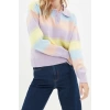Womens Modern Style Casual Long Polo Neck Color Block Sleeve Regular Knit Sweater